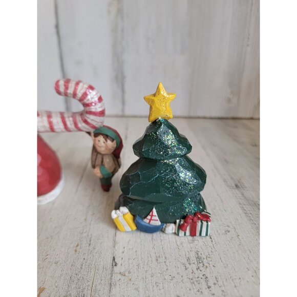 Eddie Walker Santa Claus elf tree figure set glitter Xmas decor - Picture 3 of 6